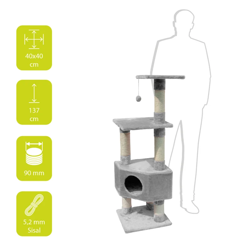 ebi Classic Scratching Cat Tree Loonaa Grey 135cm