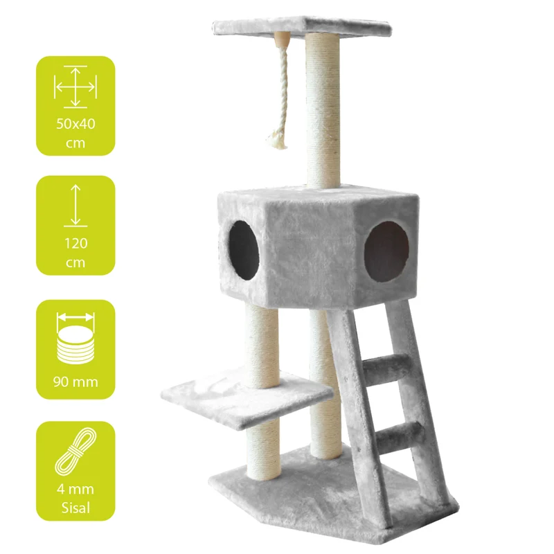ebi Cat Tree & Condo Classic Rover Grey 120cm