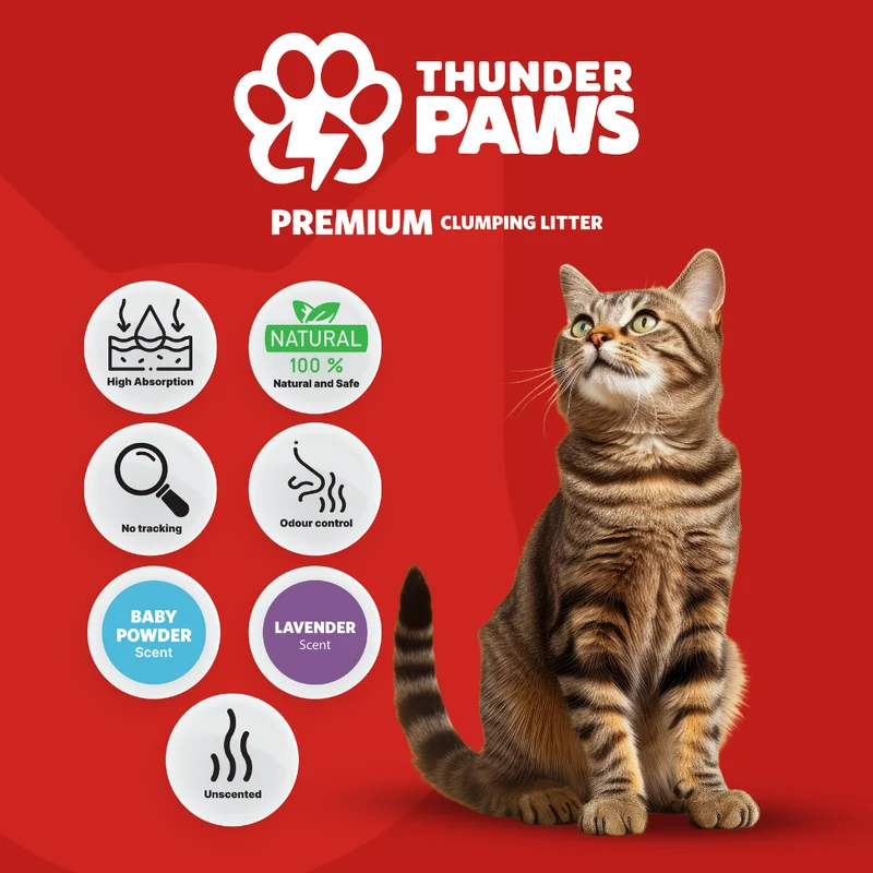 Thunder Paws Premium Hard Clumping Clay Cat Litter