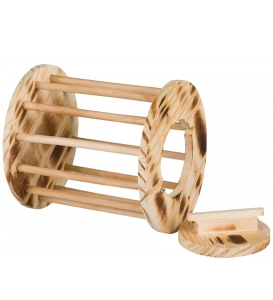 Trixie Flamed Wood Hay Manger Roll with Lid for Small Pets 15x19cm
