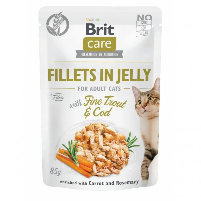 Brit Care Cat PB Fillets in Jelly - Forelle & Kabeljau 85g – Nassfutter