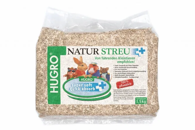 Hugro Hanfeinstreu 1,5kg – natürliche Einstreu für Nager