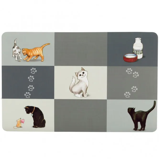 Trixie Napfunterlage Patchwork Cat – rutschfest, 44 x 28 cm