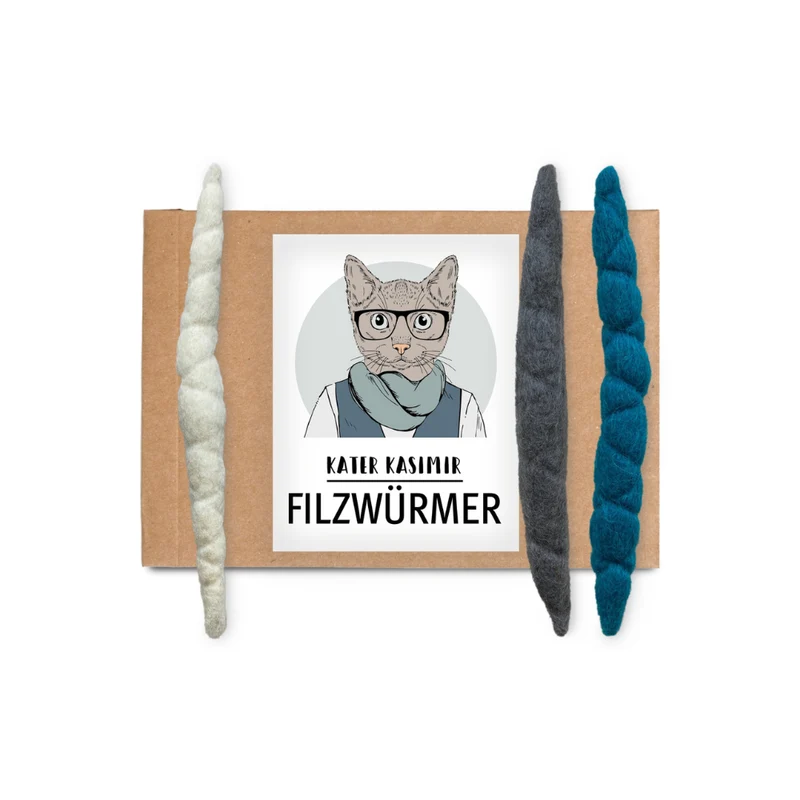 3-er Set Filzwürmer handgerollt