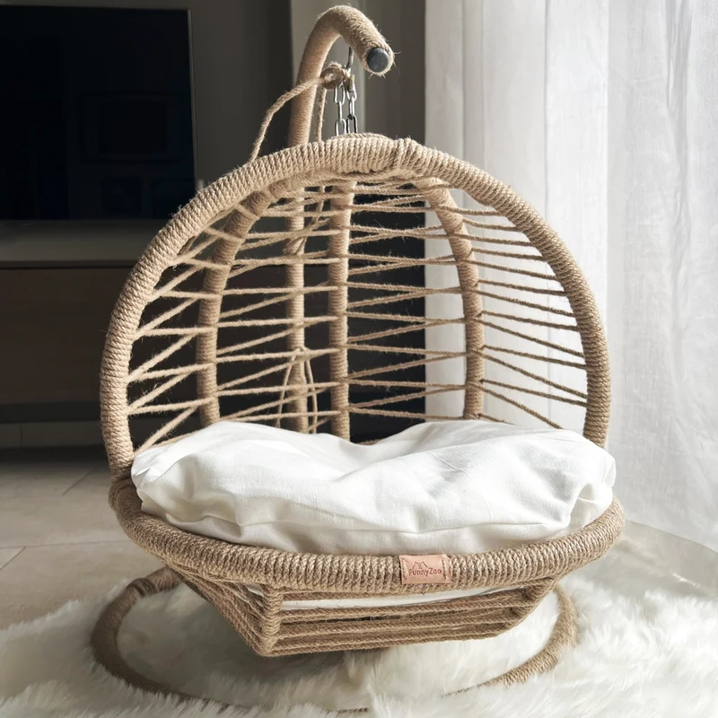 Schaukelbett aus natürlicher Jute für Katzen und kleine Hunde