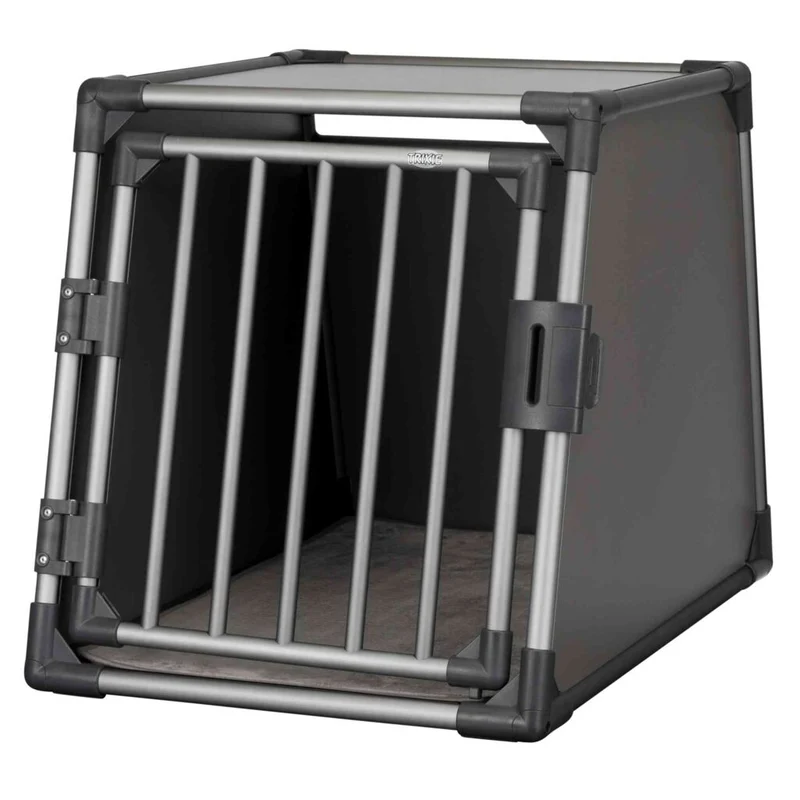 Trixie Aluminium Dog Transport Crate Box With Open Bar Door Graphite 61x65x86cm