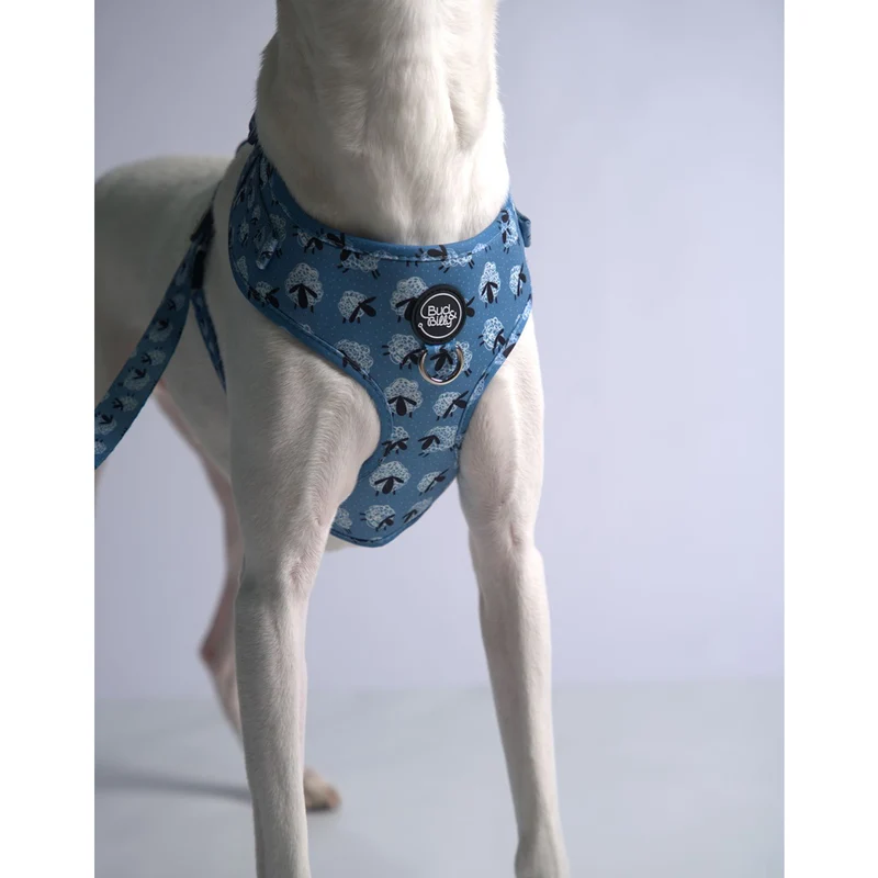Bud & Billy Dog Harness Adjustable (XXS-XL) - Breathable Vest, Counting Sheep Collection, Blue & White