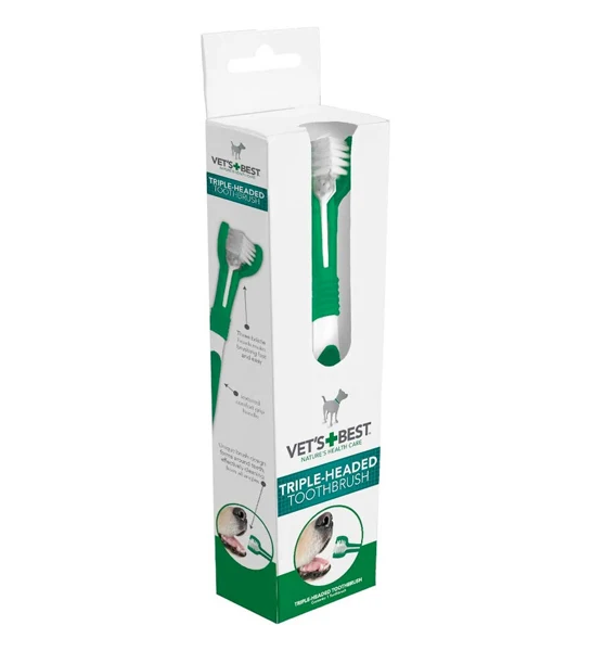 Vets+Best Triple Headed Toothbrush for Dogs