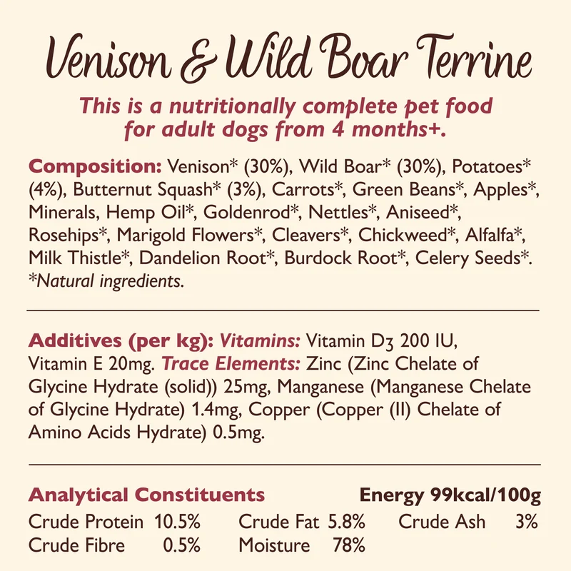 Lily's Kitchen Venison & Wild Boar Terrine Wet Dog Food 150G