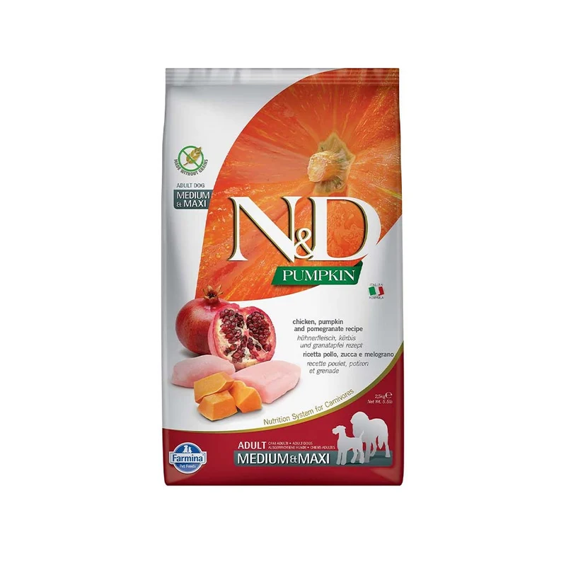 Farmina N&D Pumpkin Chicken & Pomegranate Medium & Maxi Grain-Free Adult Dry Dog Food 12KG