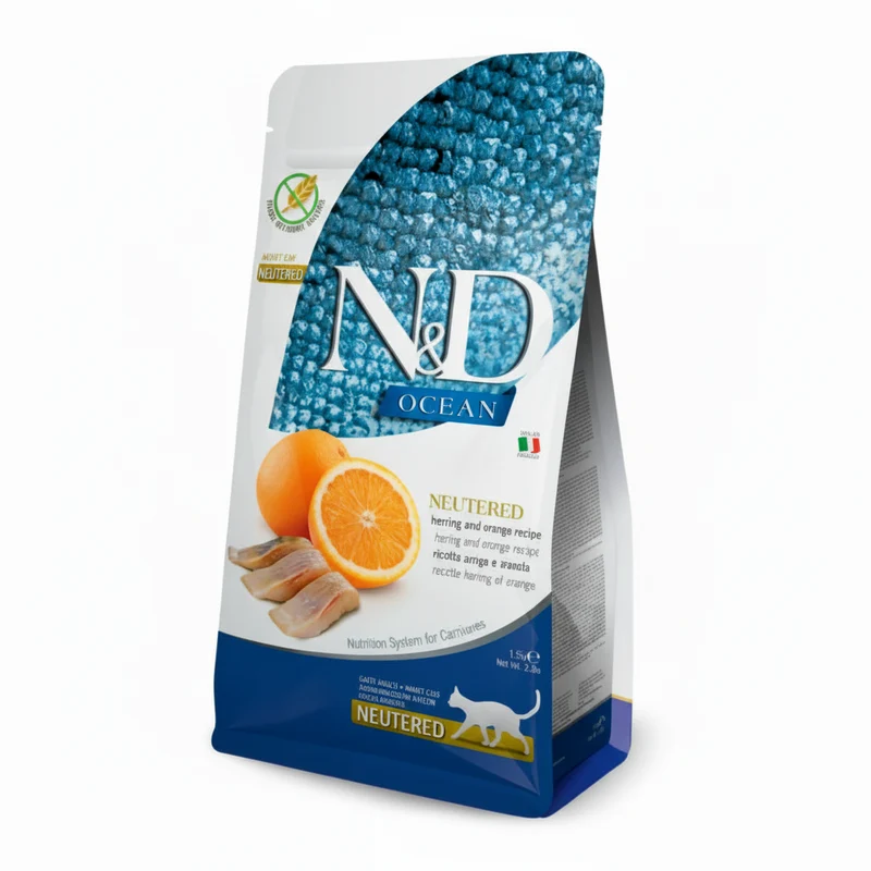 Farmina N&D Neutered Ocean Herring & Orange Grain-Free Adult Dry Cat Food 1.5KG