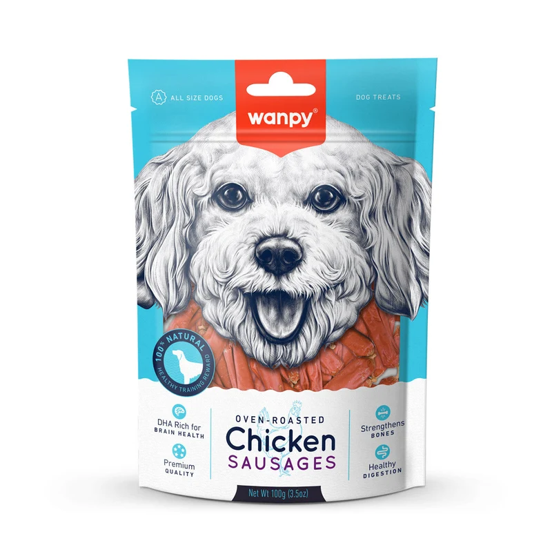 Expiry Date 19-Nov-26 Wanpy Chicken Sausages Dog Treats 100g