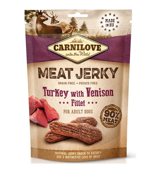 Expiry Date 28-Nov-26 Carnilove Jerky Snack Turkey with Venison Fillet Dog Treats - 100G