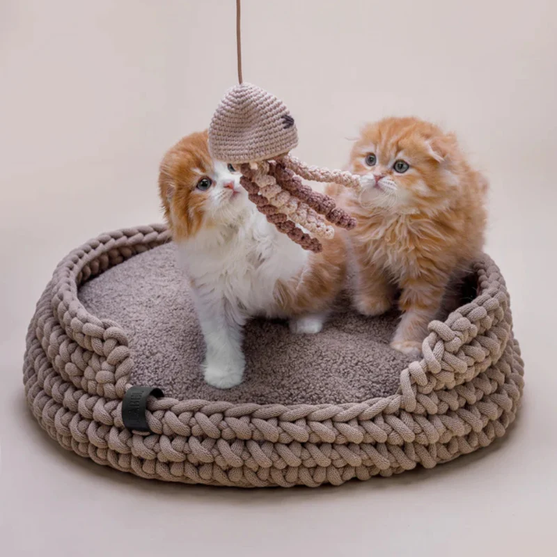 Katzenbett aus recycelter Baumwolle Beige
