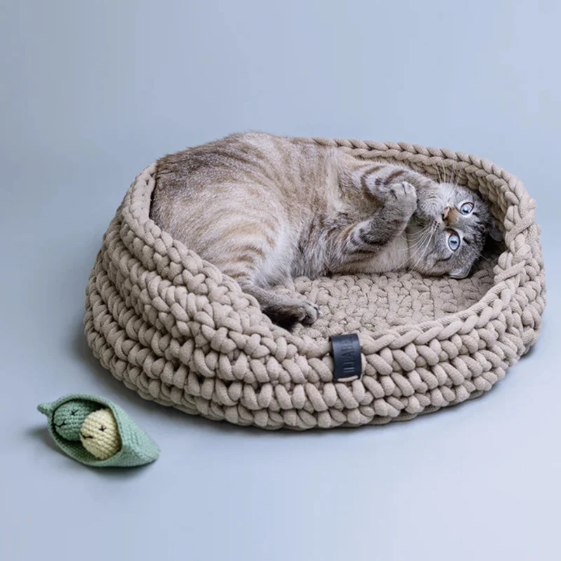 Katzenbett aus recycelter Baumwolle Beige