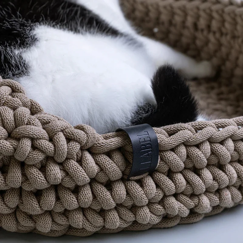 Katzenbett aus recycelter Baumwolle Beige