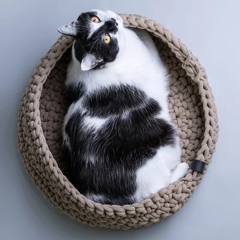 Katzenbett aus recycelter Baumwolle Beige