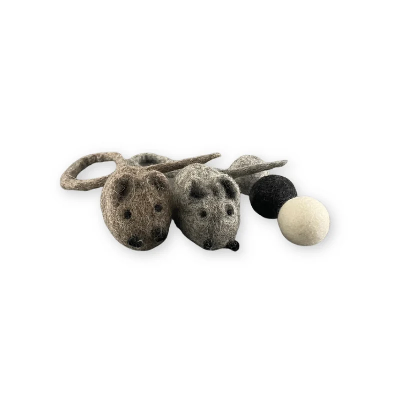 Katzenspielzeug Set Mäuse & Wollkugeln