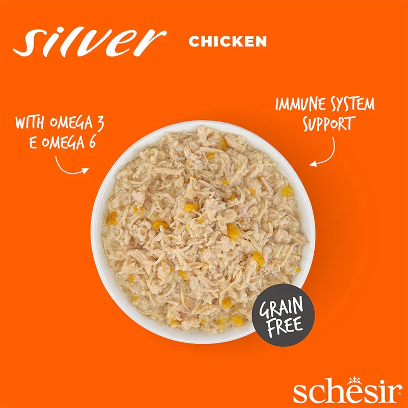 Schesir Silver Wholefood Chicken Senior Wet Cat Food In Broth 70G