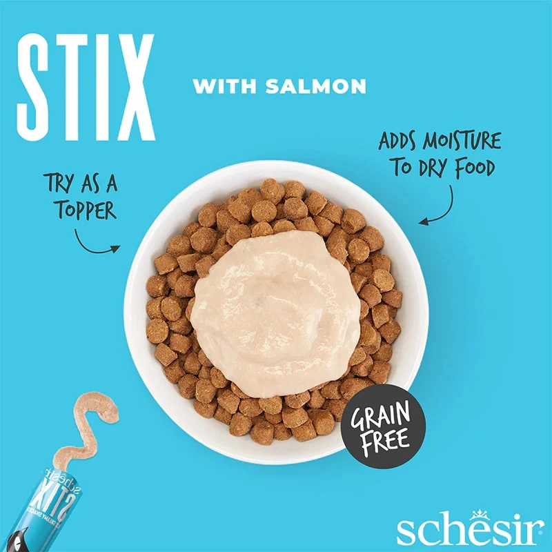 Schesir Stix Salmon Cream Snack Adult Cat Treats 90G 6x15G
