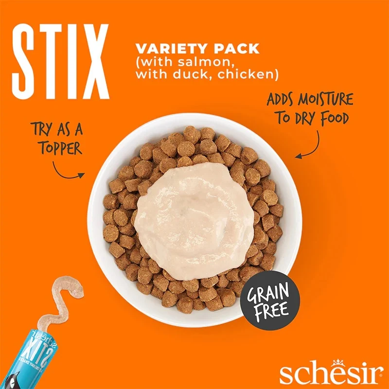 Schesir Stix Mixed Flavors Cream Snack Variety Pack Adult Cat Treats 90G 6x15G