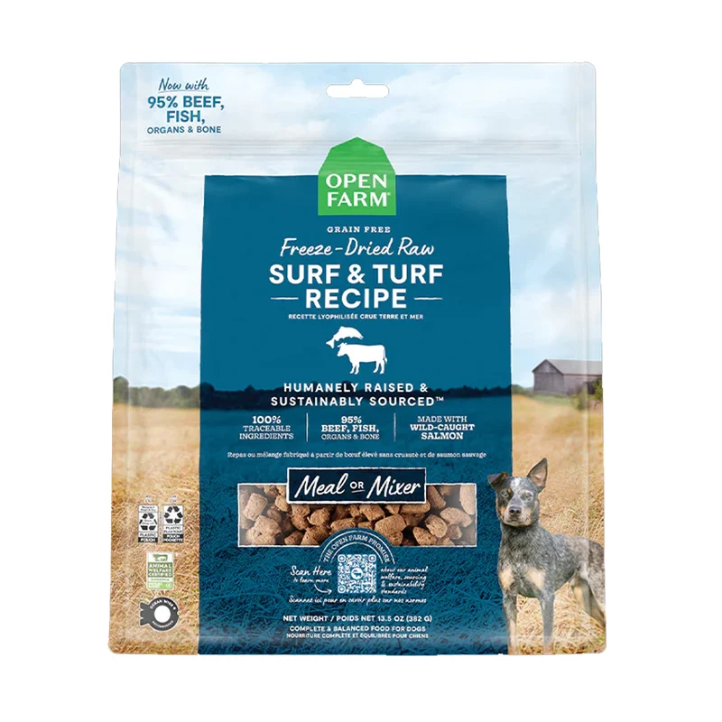 Expiry Date 26-Sep-26 Open Farm Freeze Dried Raw Surf & Turf Recipe Dry Dog Food - 99G