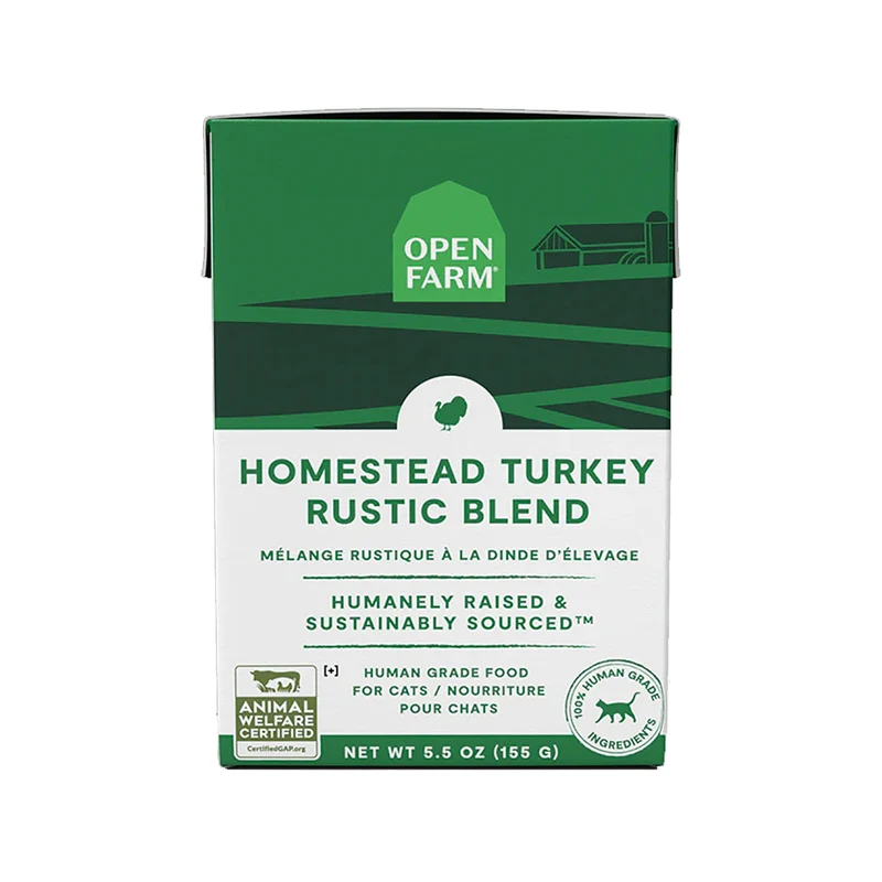 Expiry Date 31-Oct-26 Open Farm Homestead Turkey Rustic Blend Wet Cat Food - 155G