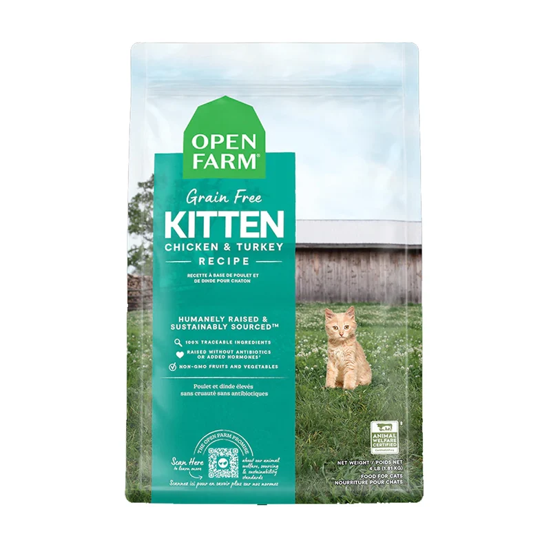 Expiry Date 31-Oct-26 Open Farm Grain Free Kitten Recipe Dry Food - 1.81KG