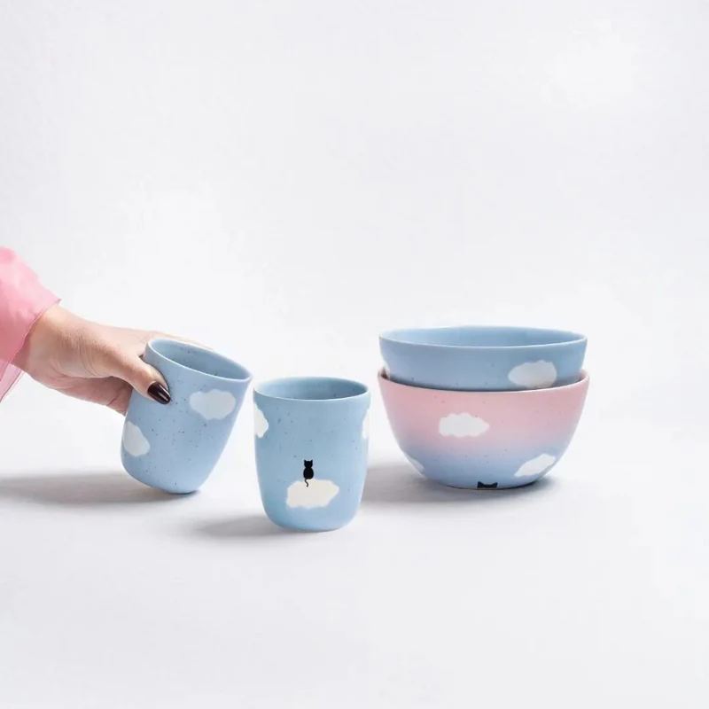 2er-Set Tasse & Schale CLOUD MEOW