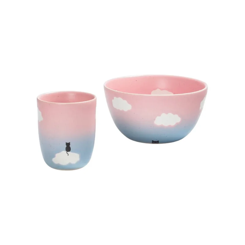 2er-Set Tasse & Schale CLOUD SUNSET MEOW