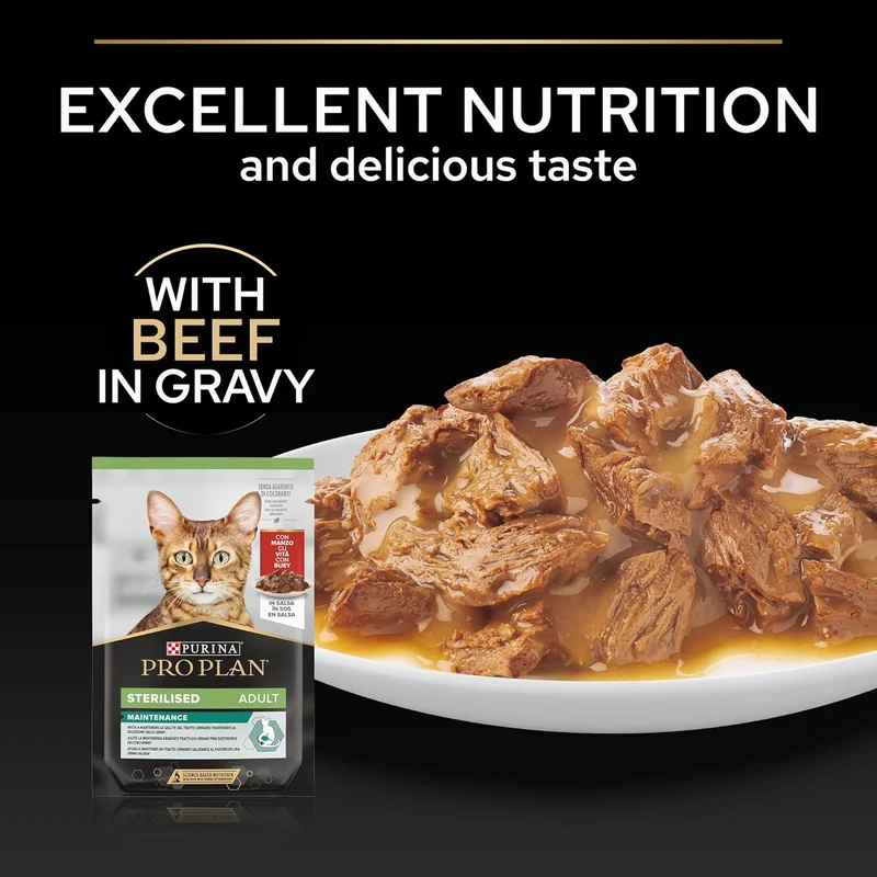 Purina Pro Plan Sterilised Adult Beef in Gravy Wet Cat Food