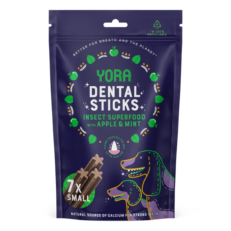 Expiry Date 19-Nov-26 Yora Pet Foods Small Dental Sticks Apple & Mint Dog Treat - 56G