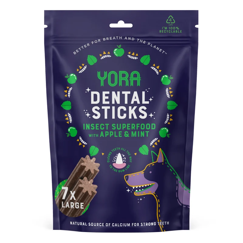 Expiry Date 19-Nov-26 Yora Pet Foods Large Dental Sticks Apple & Mint Dog Treat - 270G