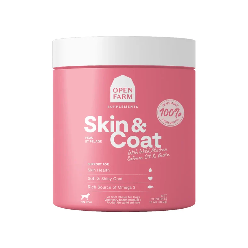 Expiry Date 30-Nov-26 Open Farm Skin & Coat Chews Supplement for Dogs - 360G