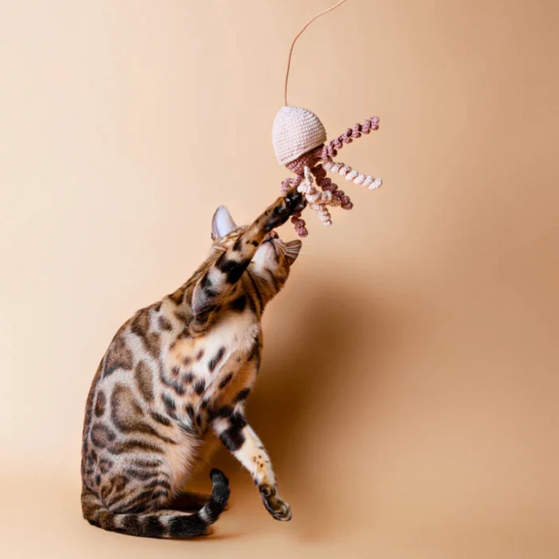 Katzenangel JELLYFISH Beige gehäkelt mit Katzenminze