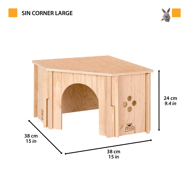 SIN CORNER Eckhaus aus Holz für Kleintiere