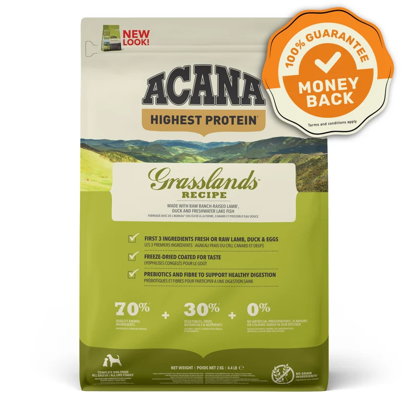 Expiry Date 01-Nov-26 Acana Grasslands Recipe Dry Dog Food - 2KG