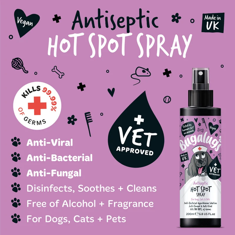 Bugalugs Antiseptic Hot Spot Spray For Pets 200ML