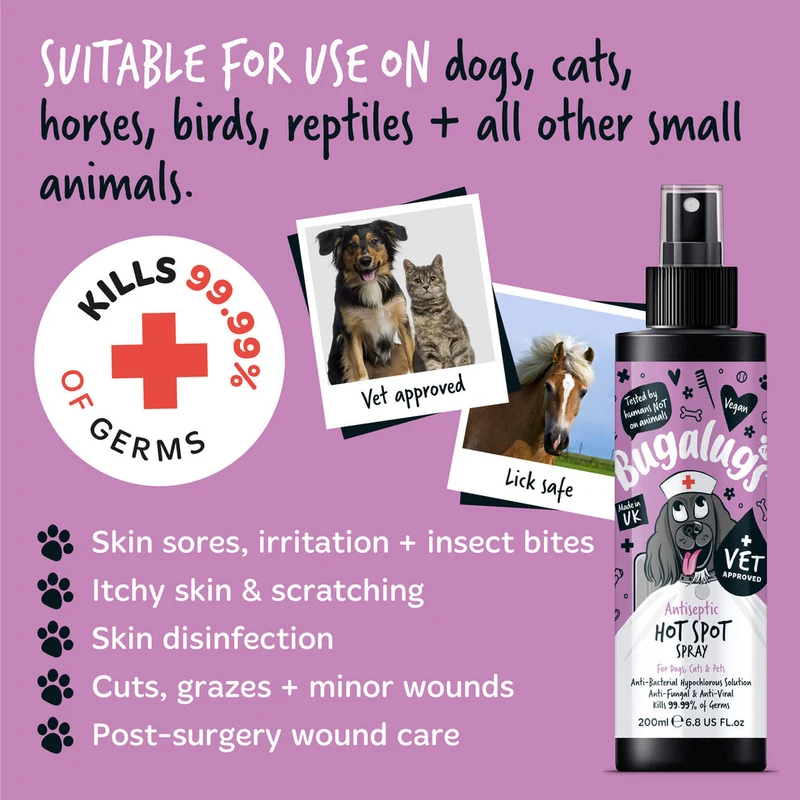 Bugalugs Antiseptic Hot Spot Spray For Pets 200ML