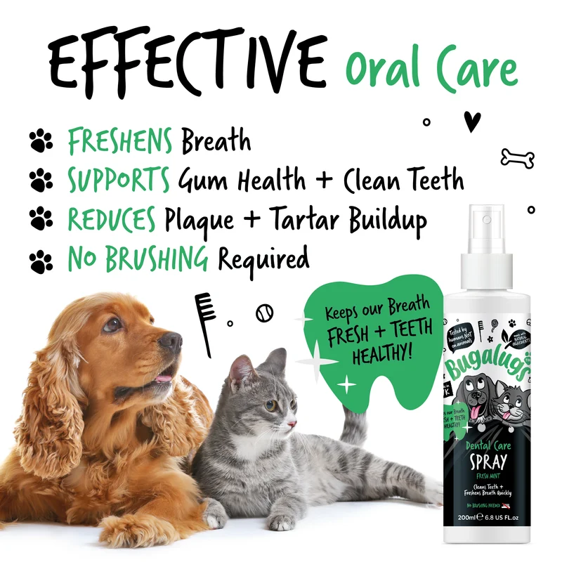 Bugalugs Dental Care Spray In Fresh Mint For Dogs & Cats 200ML