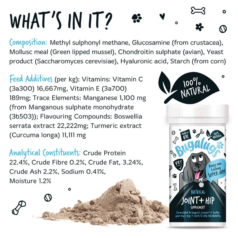 Bugalugs Joint & Hip Supplement Powder for Dogs 80G