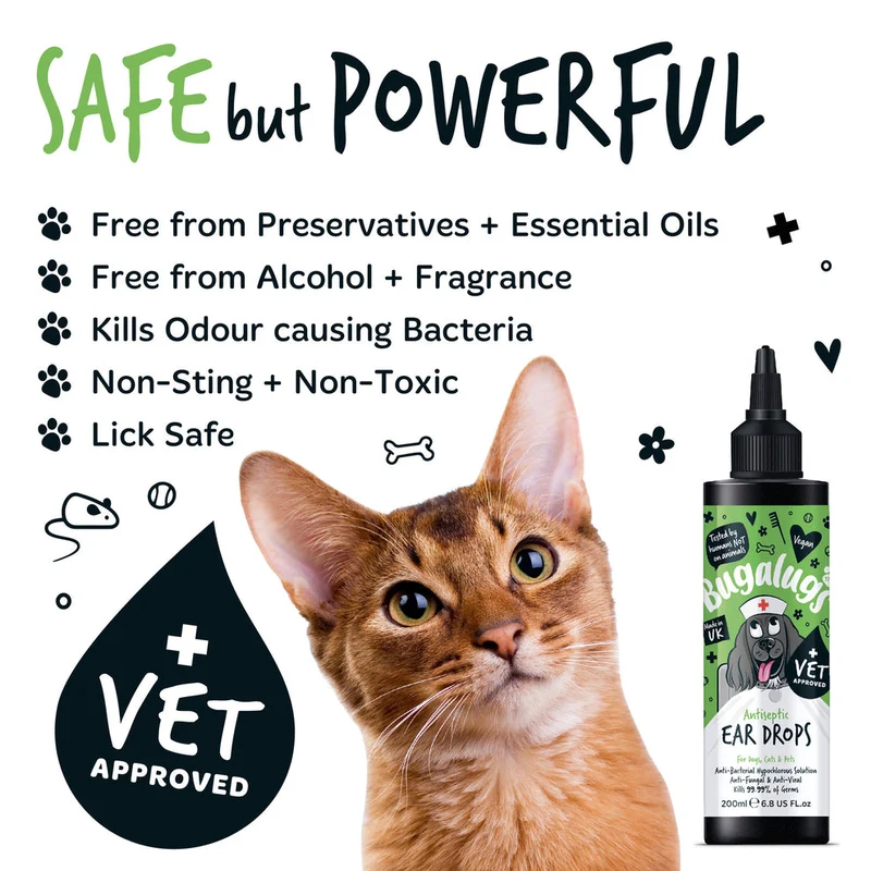 Bugalugs Antiseptic Ear Drops for Pets - 200ML