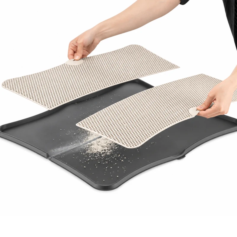 Thunder Paws Cat Sieve Mat / Litter-Trapping Mat Black 56.5x48.4x1.2cm