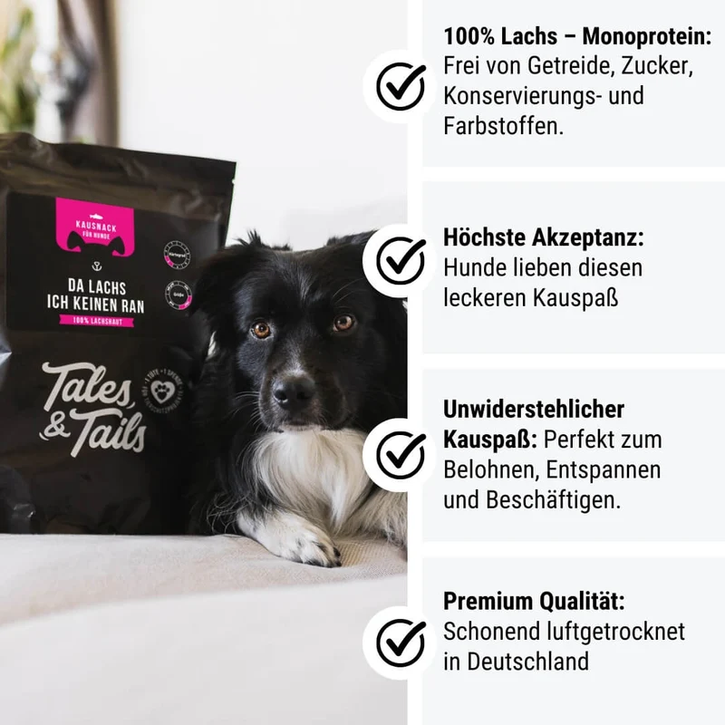Tales & Tails Da Lachs ich keinen ran – Lachshaut für Hunde