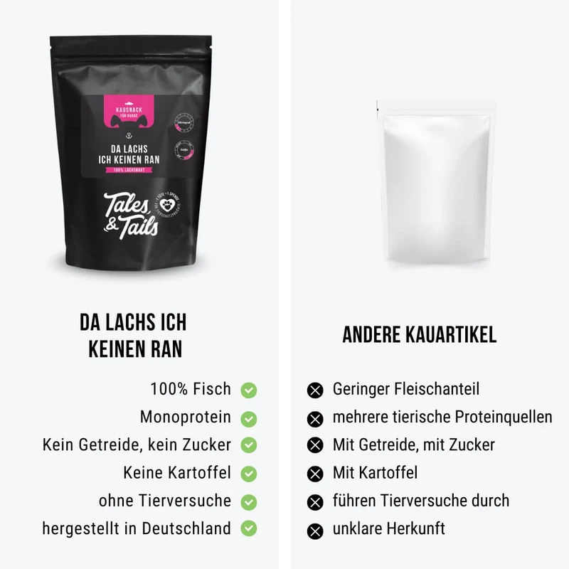 Tales & Tails Da Lachs ich keinen ran – Lachshaut für Hunde