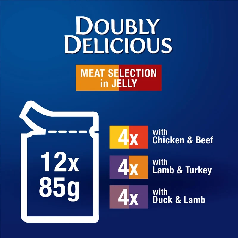 PURINA Felix Doubly Delicious Meat Selection in Jelly Pouch Wet Cat Food Pack 12X85G
