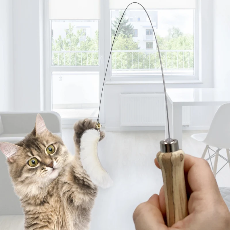 Katzenangel mit Bändern