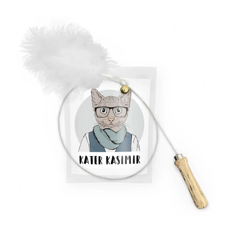 Katzenangel mit Naturfedern