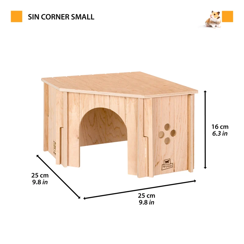 SIN CORNER Eckhaus aus Holz für Kleintiere