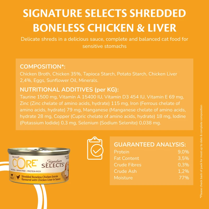 Wellness Core Signature Selects Shredded Chicken with Chicken Liver Wet Cat Food